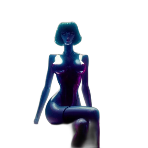 robot, dress, jewelry, staff, 3d render, concept art, vaporwave, pixel art transparent PNG cut-out
