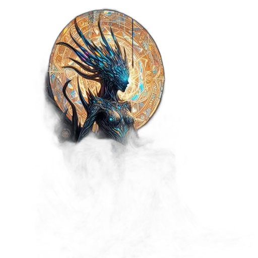 dragon, mask, creature, crown, fantasy art, concept art, watercolor, pixel art transparent PNG cut-out