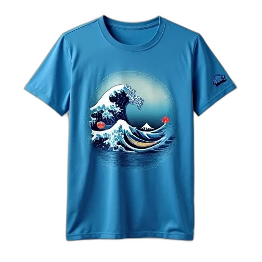 vaporwave, underwater, blue, t-shirt, pattern, waves, fish, design transparent PNG cut-out