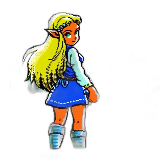 dress, hair, staff, pixel art, concept art, 3d render, watercolor, blue transparent PNG cut-out