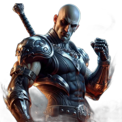 robot, weapon, sword, concept art, comic book art, fantasy art, cyberpunk, armored transparent PNG cut-out