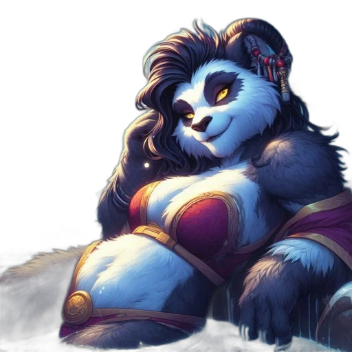 concept art, fantasy art, watercolor, pixel art, blue, colorful, fantastical, panda-humanoid transparent PNG cut-out