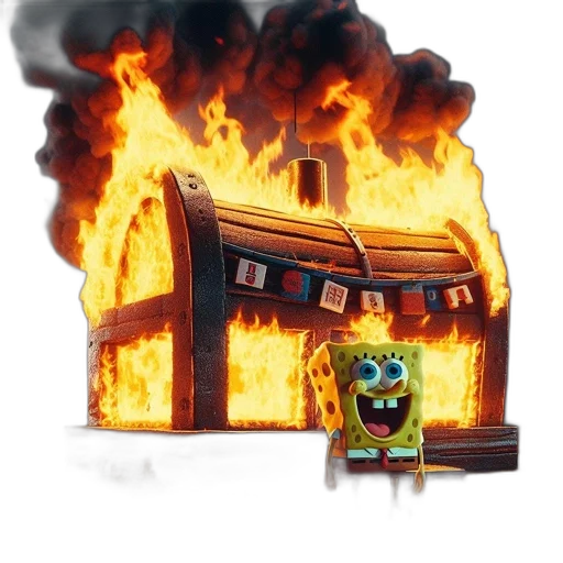 furniture, robot, car, concept art, 3d render, pixel art, fire, spongebob transparent PNG cut-out