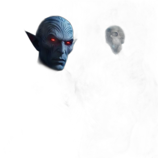 mask, face, creature, staff, concept art, fantasy art, photorealistic, 3d render transparent PNG cut-out