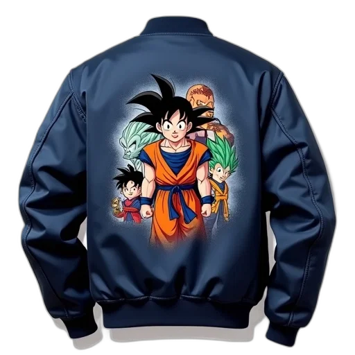 jacket, anime, cartoon, concept art, 3d render, navy, blue, bomber transparent PNG cut-out