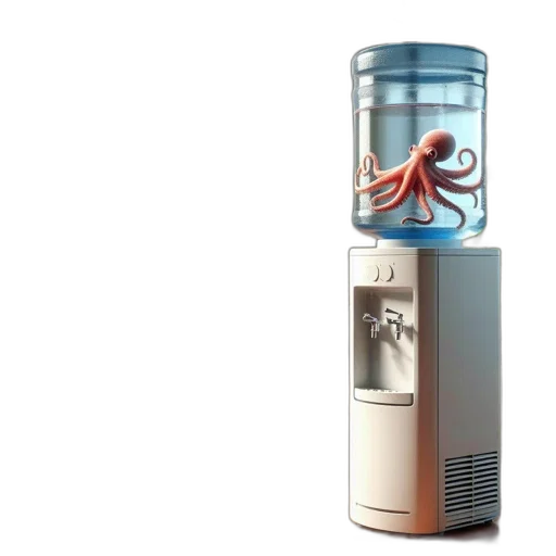 bottle, robot, 3d render, concept art, photorealistic, office, setting, water transparent PNG cut-out