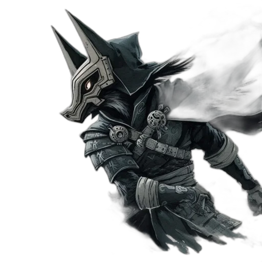 mask, sword, weapon, fantasy art, concept art, comic book art, photorealistic, monochrome transparent PNG cut-out