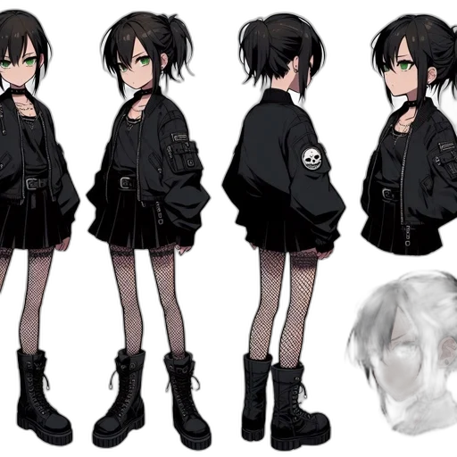 jacket, creature, staff, concept art, anime, cyberpunk, cartoon, monochrome transparent PNG cut-out