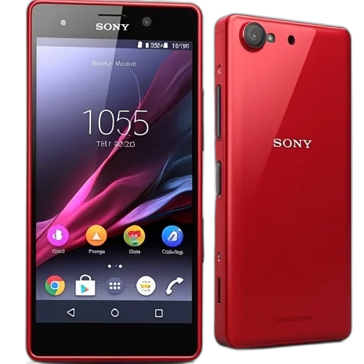 red, sony, xperia, smartphone, black, screen, displaying, time transparent PNG cut-out