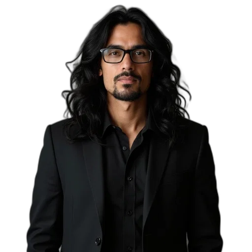 staff, hair, jacket, animal, photorealistic, man, long, wavy transparent PNG cut-out