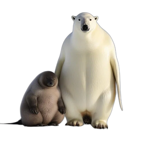 animal, creature, concept art, 3d render, photorealistic, snow, white, polar transparent PNG cut-out