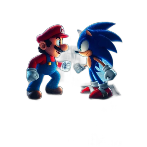 concept art, pixel art, 3d render, comic book art, fire, blue, mario, sonic transparent PNG cut-out