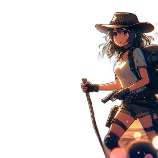 weapon, sword, hat, staff, concept art, fantasy art, watercolor, anime transparent PNG cut-out