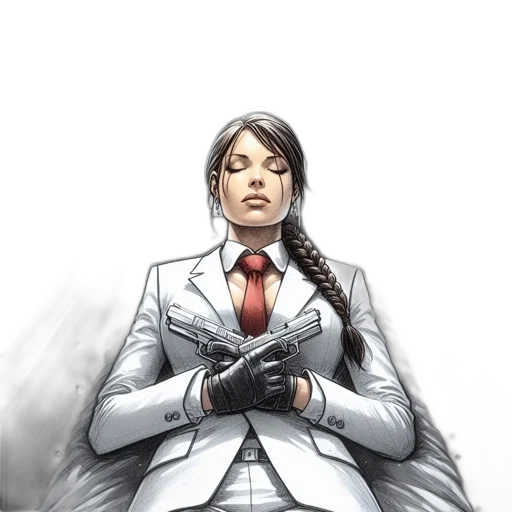 staff, jacket, face, weapon, comic book art, concept art, pixel art, cartoon transparent PNG cut-out