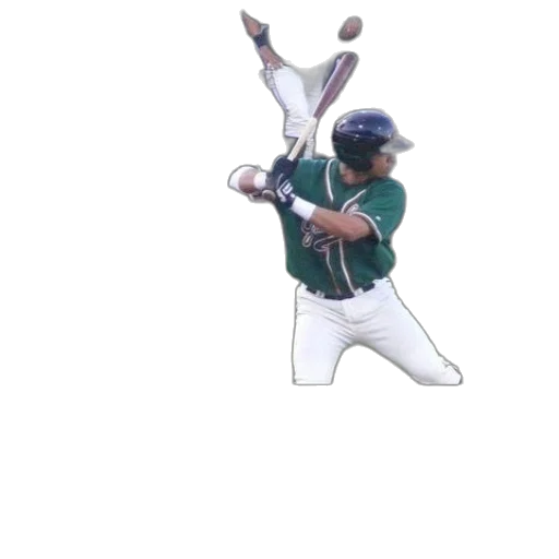 staff, weapon, 3d render, baseball, player, green, white, uniform transparent PNG cut-out