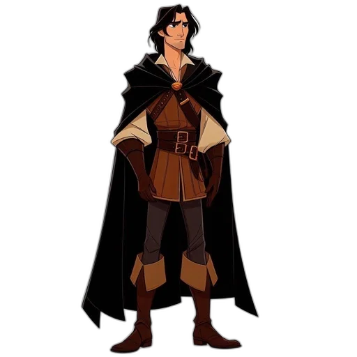 staff, jacket, concept art, fantasy art, pixel art, cartoon, earth tones, dark transparent PNG cut-out