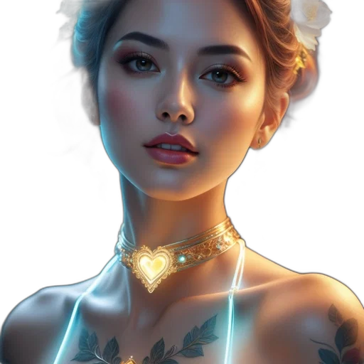 jewelry, crown, dress, face, fantasy art, photorealistic, concept art, cyberpunk transparent PNG cut-out