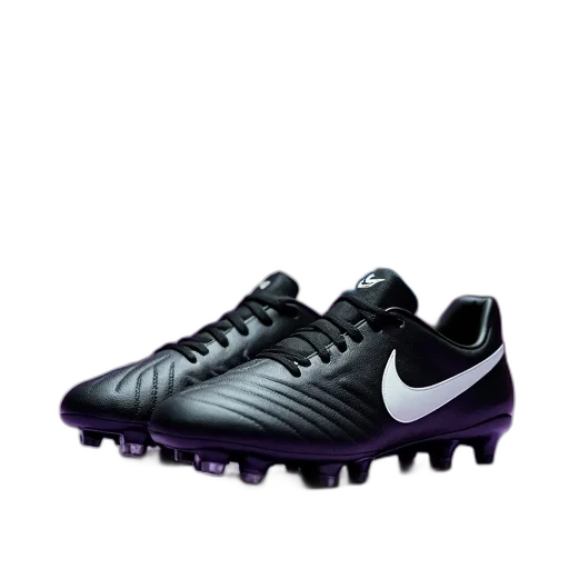 shoes, pair, black, white, nike, soccer, cleats, displayed transparent PNG cut-out