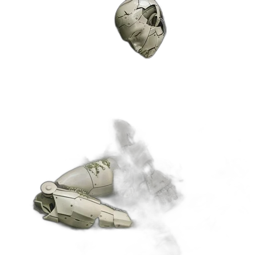 shoes, mask, weapon, robot, photorealistic, concept art, 3d render, fog transparent PNG cut-out
