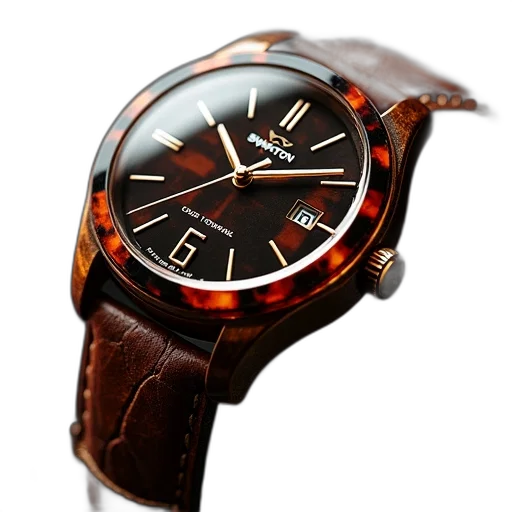 jewelry, photorealistic, 3d render, swaton, watch, tortoiseshell transparent PNG cut-out