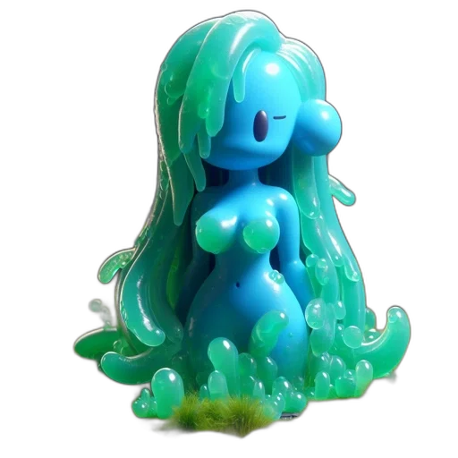 creature, concept art, 3d render, fantasy art, pixel art, underwater, green, blue transparent PNG cut-out
