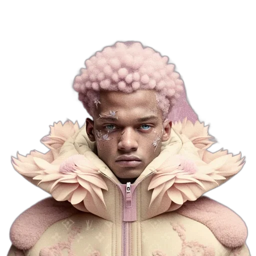 jacket, face, crown, creature, concept art, 3d render, photorealistic, fantasy art transparent PNG cut-out