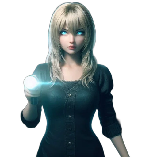 robot, dress, staff, face, 3d render, concept art, fantasy art, anime transparent PNG cut-out