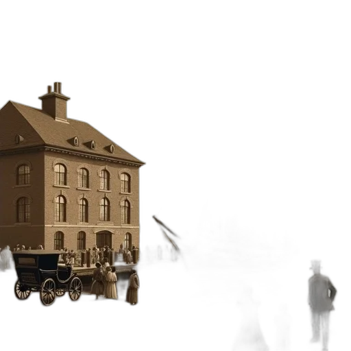 building, car, concept art, 3d render, photorealistic, city street, fog, snow transparent PNG cut-out