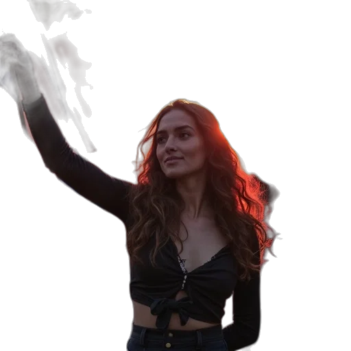 jacket, staff, dress, concept art, fire, neon lights, underwater, protesters transparent PNG cut-out