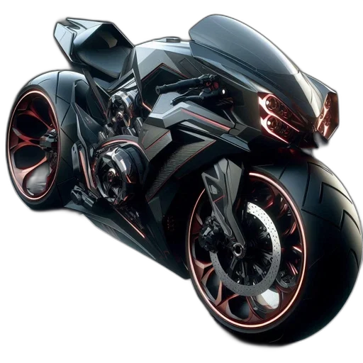 car, 3d render, photorealistic, concept art, cyberpunk, sleek, futuristic, motorcycle transparent PNG cut-out