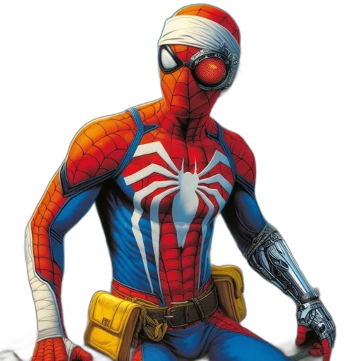mask, comic book art, concept art, 3d render, photorealistic, figure, customized, spider-man transparent PNG cut-out
