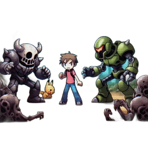 pixel art, concept art, comic book art, 3d render, pixelated, scene, video, game transparent PNG cut-out