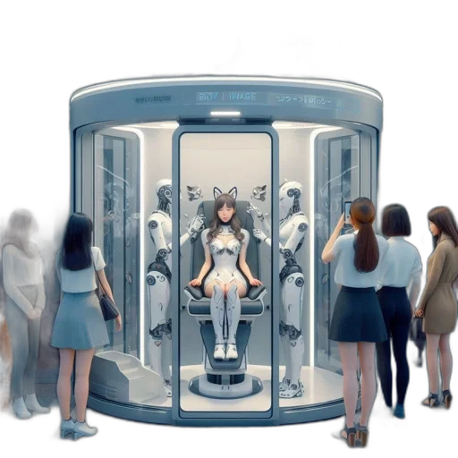 robot, dress, furniture, concept art, 3d render, cyberpunk, anime, outer space transparent PNG cut-out