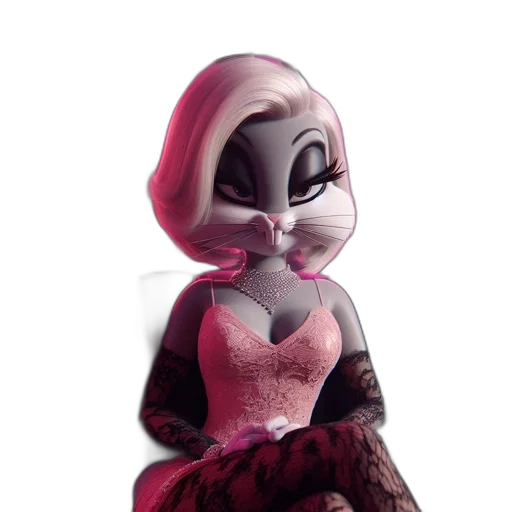 dress, mask, 3d render, concept art, cartoon, fantasy art, anthropomorphic, rabbit transparent PNG cut-out