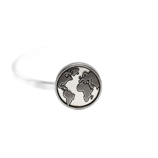 jewelry, silver, bracelet, circular, emblem, featuring, globe, word transparent PNG cut-out