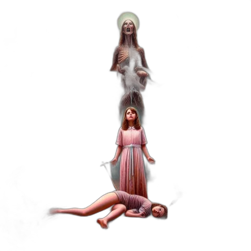 dress, creature, hair, staff, concept art, 3d render, fantasy art, pixel art transparent PNG cut-out