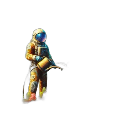robot, weapon, staff, jacket, pixel art, concept art, 3d render, vaporwave transparent PNG cut-out