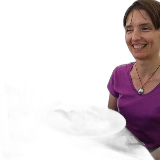 staff, woman, purple, shirt transparent PNG cut-out