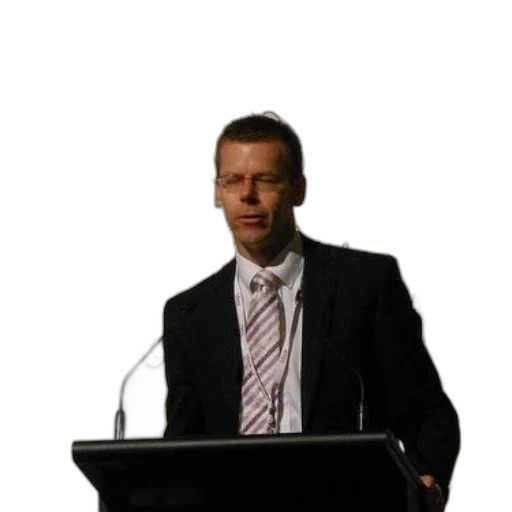 staff, jacket, man, suit, tie, stands, podium, microphone transparent PNG cut-out