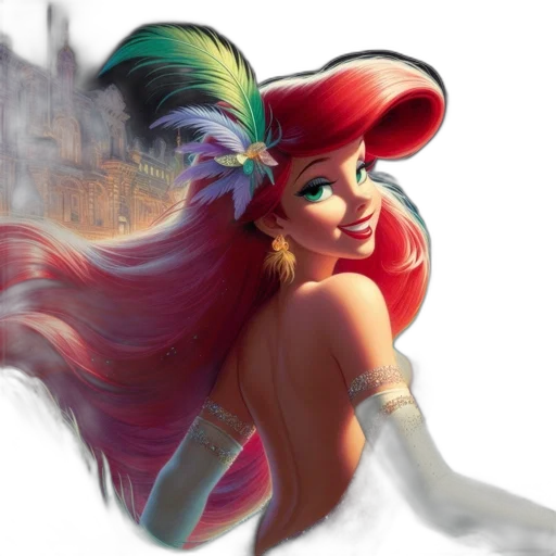fantasy art, concept art, comic book art, photorealistic, animated, mermaid, adorned, vibrant transparent PNG cut-out