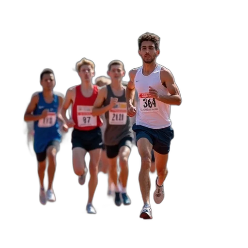 group, young, male, runners, participating, race, track, field transparent PNG cut-out