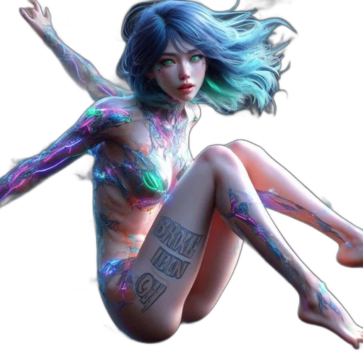 cyberpunk, concept art, fantasy art, comic book art, neon lights, blue, neon, pastel transparent PNG cut-out