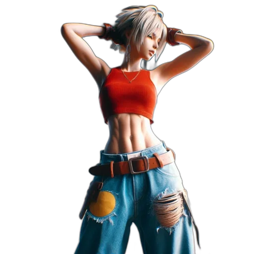 weapon, jacket, concept art, pixel art, 3d render, comic book art, blue, 3d-rendered transparent PNG cut-out