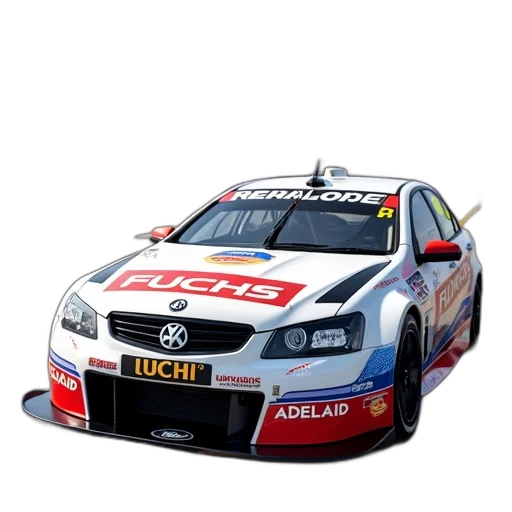 car, photorealistic, 3d render, concept art, white, colorful, racing, livery transparent PNG cut-out