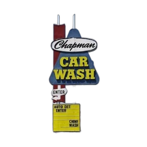 chapman, car, wash, sign, bright, yellow, red, color transparent PNG cut-out