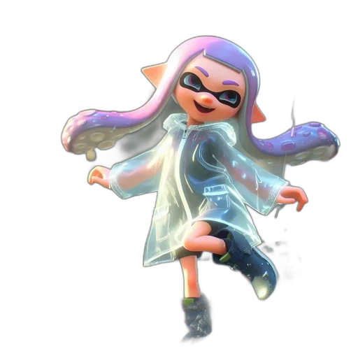 dress, jacket, weapon, hair, concept art, 3d render, vaporwave, watercolor transparent PNG cut-out