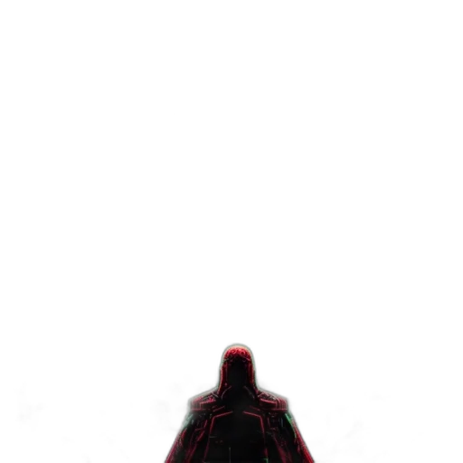 mask, jacket, robot, creature, comic book art, concept art, pixel art, 3d render transparent PNG cut-out