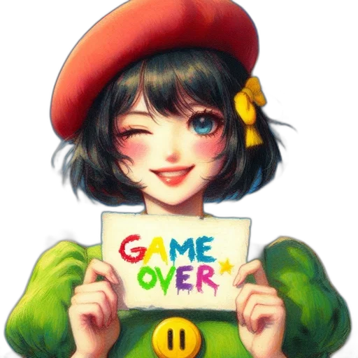 hat, pixel art, watercolor, concept art, vaporwave, colorful, animated, girl transparent PNG cut-out