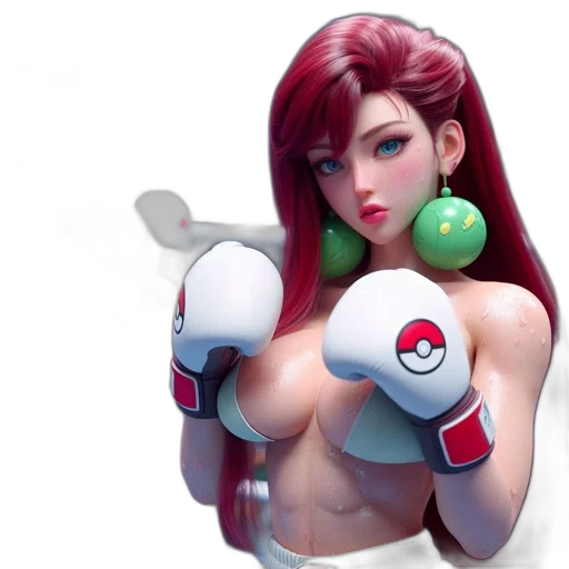 concept art, 3d render, fantasy art, pixel art, female, boxer, red, hair transparent PNG cut-out