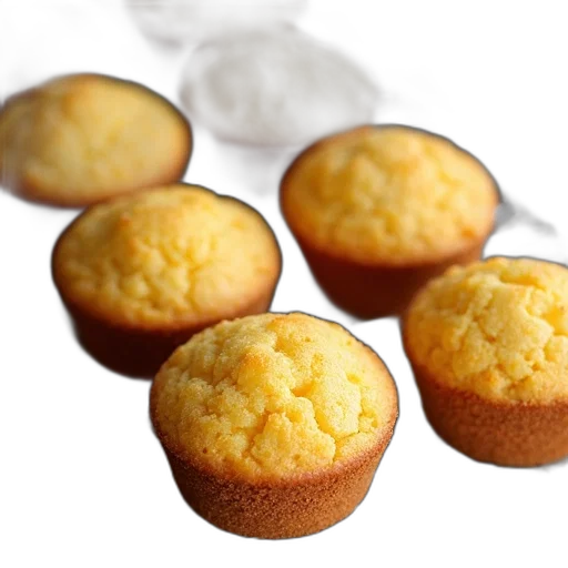 food, collection, cornbread, muffins, golden-brown, crust, slightly, domed transparent PNG cut-out
